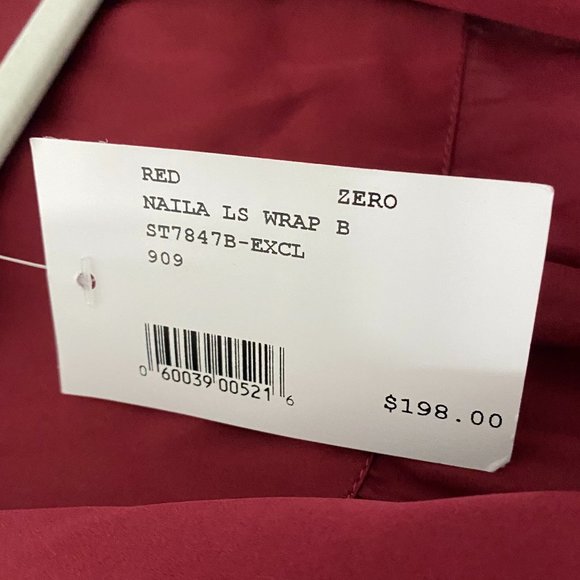 NWT Intermix Naila Silk Wrap Blouse In Dark Red - Picture 5 of 5
